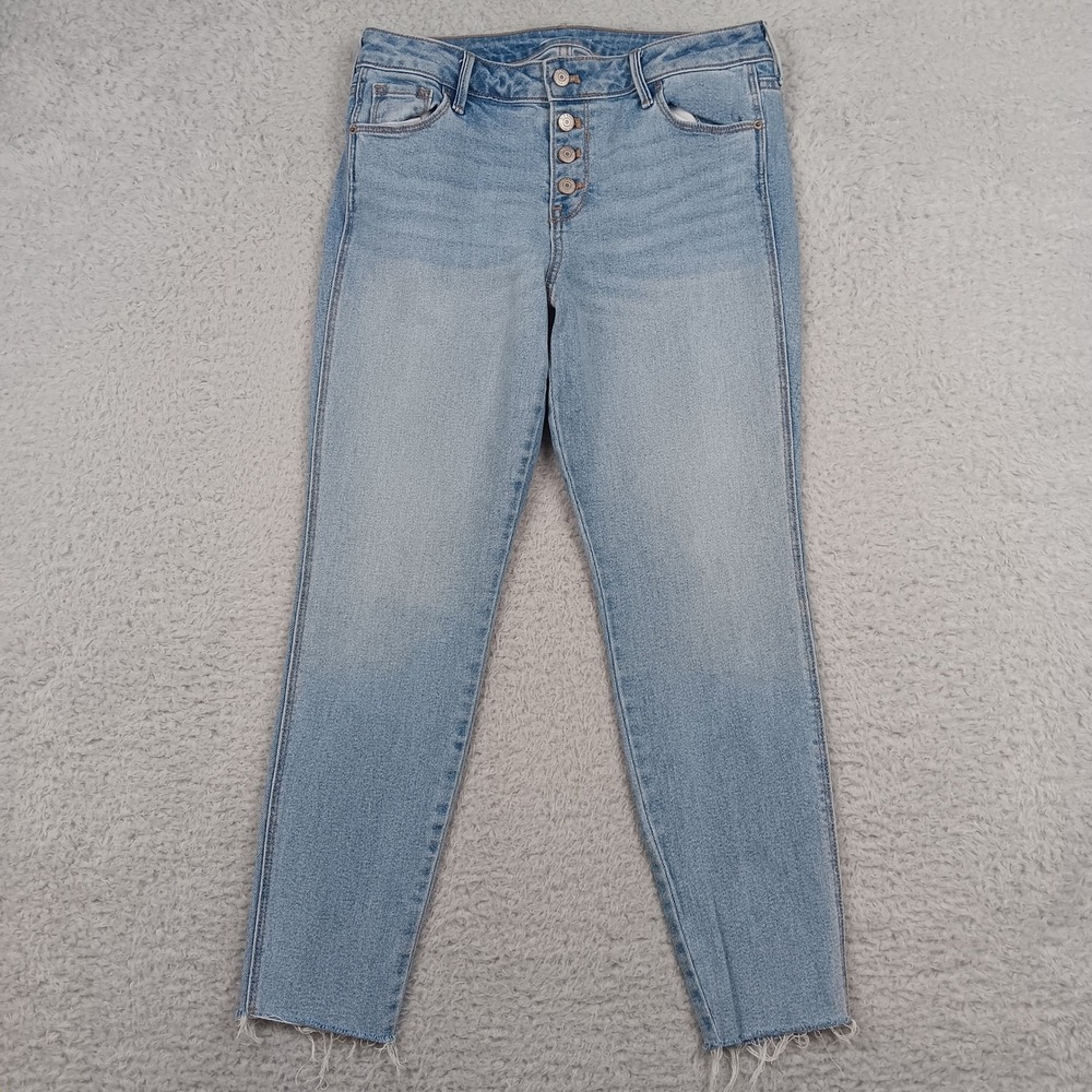 Old Navy Jeans Rockstar Super Skinny Ankle Women 10 Blue Raw Hem S/391858-00